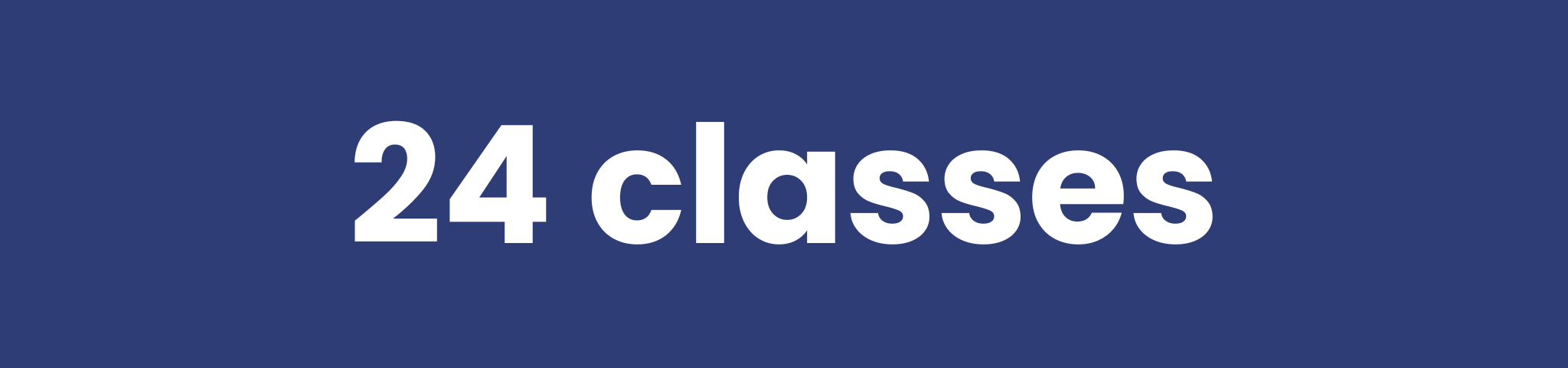 Text '24 classes' on a blue background